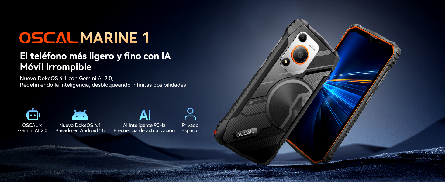 OSCAL Marine 1 Movil Irrompible Android 15, 12GB +128GB/2TB TF